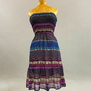 Lavand. Festival Hippie Strapless Midi Dress Stretchy Small